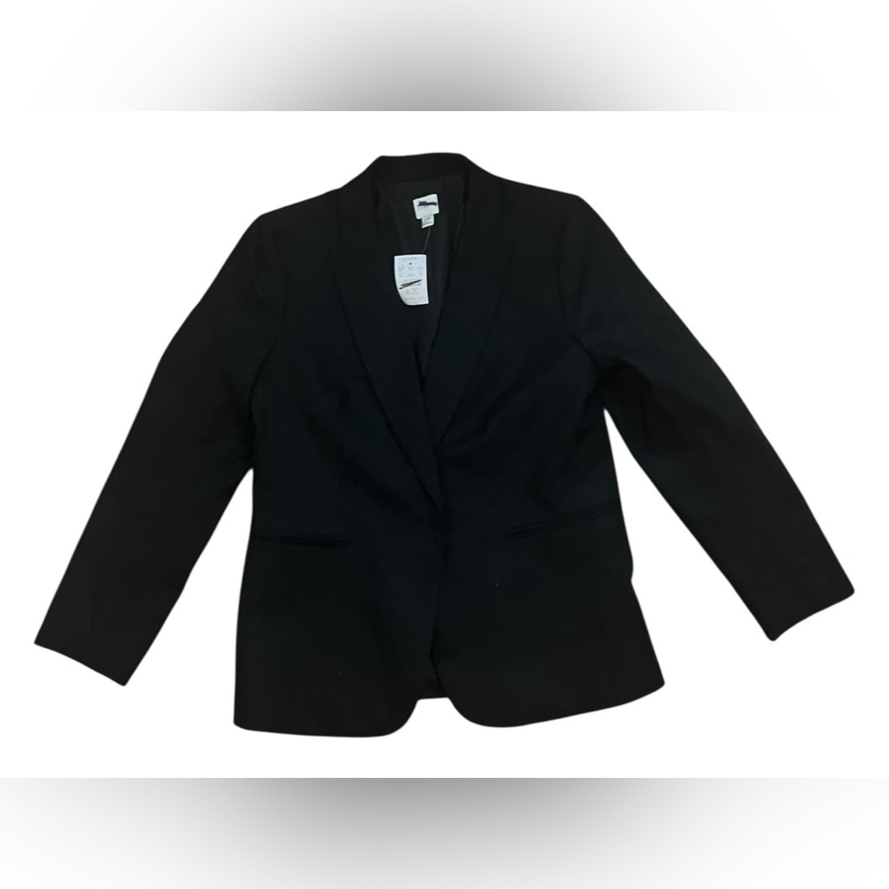 J. Crew Womens Black Petite linen-blend one-button blazer - Picture 4 of 11